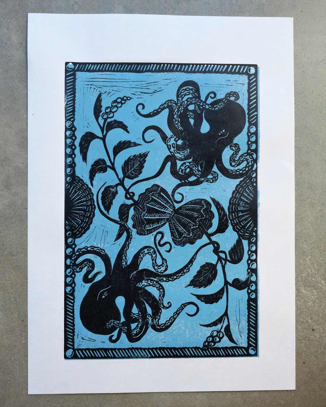 Comme L'océan Linocut Art Print